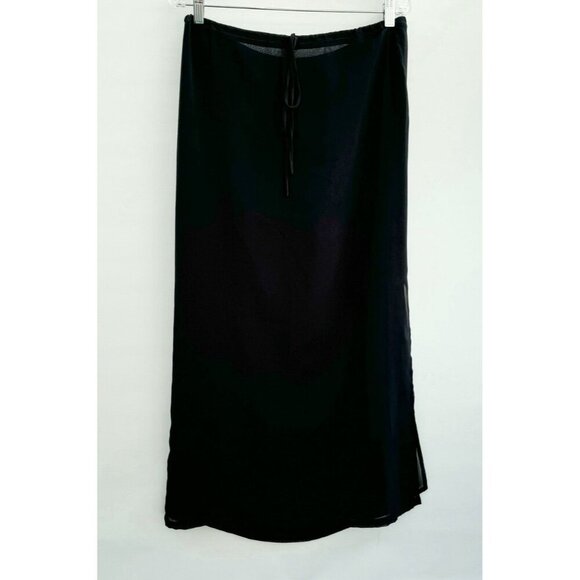 Tristan & Iseut Sheer Grey Chiffon Long Skirt Drawstring Closure Size L Vintage - Picture 1 of 12